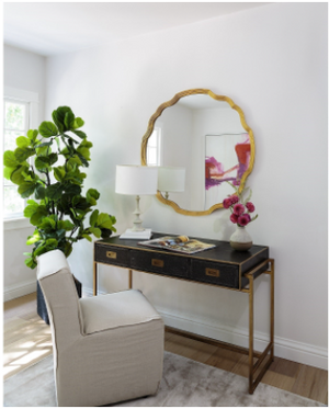 Distressed Gold Leaf Round Chippendale Mirror