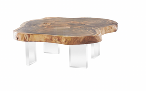 Floating Coffee Table with Acrylic Legs - Chamcha Wood