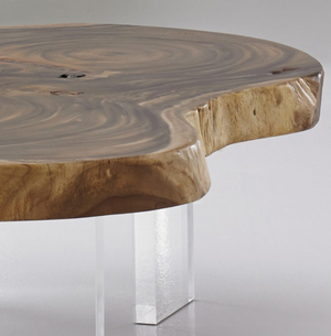 Floating Coffee Table with Acrylic Legs - Chamcha Wood