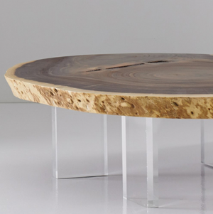 Floating Coffee Table with Acrylic Legs - Chamcha Wood