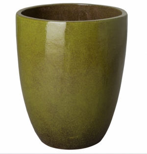 Tall Tropical Green Glazed Ceramic Planter - Large