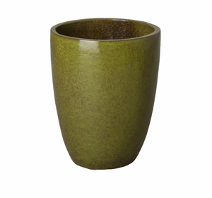 Tall Tropical Green Glazed Ceramic Planter - Small