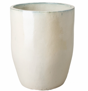 Tall Pearl White Glazed Ceramic Planter - Large
