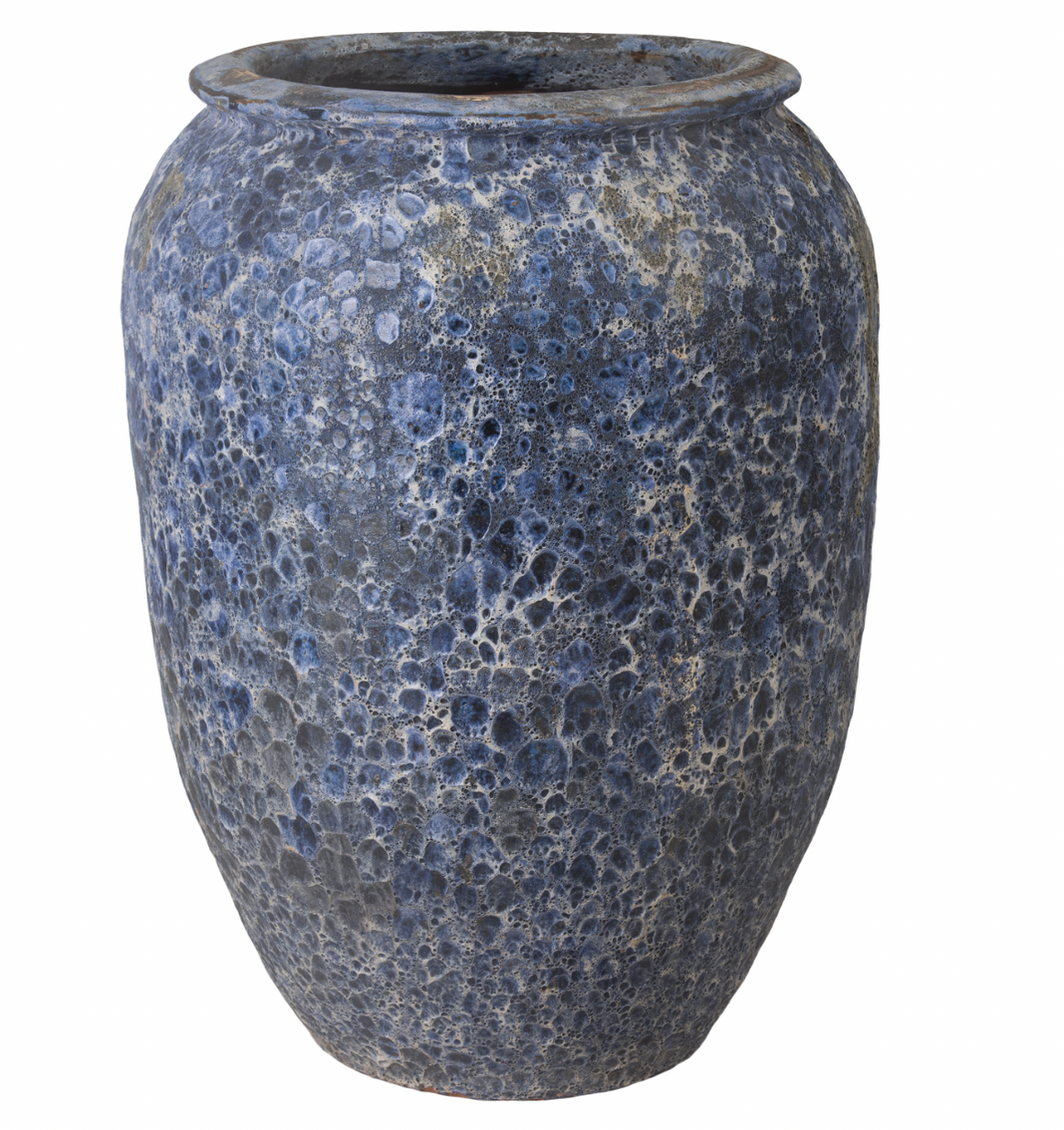 Round Ceramic Jar Planter - Distressed Reef Blue