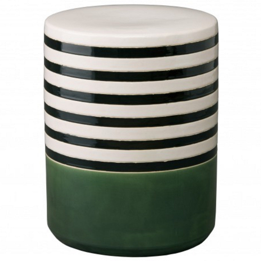 Striped Garden Stool - Hunter Green