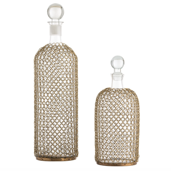 Arteriors Drexel Chainmail Glass Decanters - Set of 2