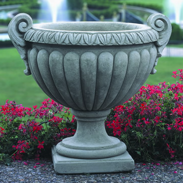 Traditional Urn Stone Planter - Grey Stone Patina
