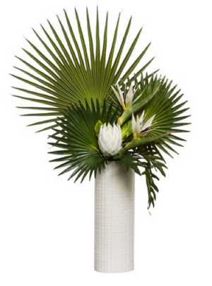 Faux Large Fan Palm and Protea Arrangement