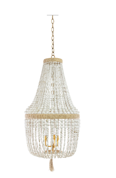 12" Malibu Up Beaded Chandelier – White Swirl Beads