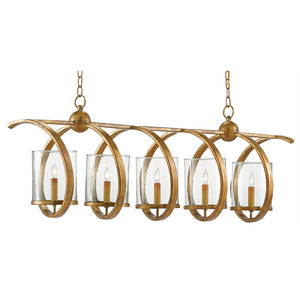 Currey and Company Spiral Linear Chandelier – Distressed Gold Leaf