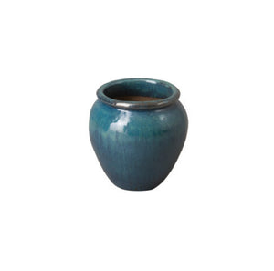 Small Round Planter with Rolled Edge – Teal