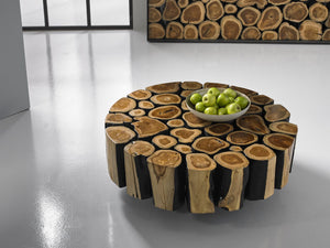 Boscage Coffee Table on Black Metal Legs, Round