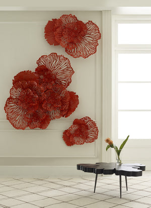 Flower Wall Art, Small, Coral, Metal