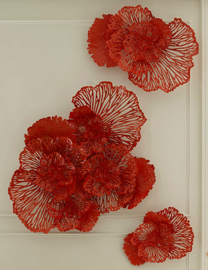 Flower Wall Art, Medium, Coral, Metal