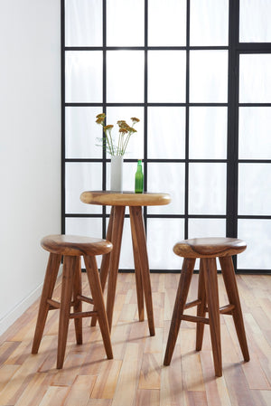 Smoothed Bar Table, Chamcha Wood, Natural, Round