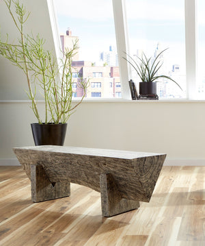 Chamcha Wood Triangle Bench, Gray Stone
