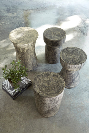 Chamcha Wood Stool, Gray Stone Finish, Black