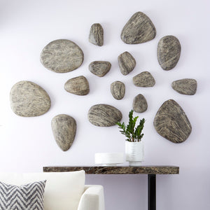 Chamcha Wood Console Table, Metal U Legs, Gray Stone Finish