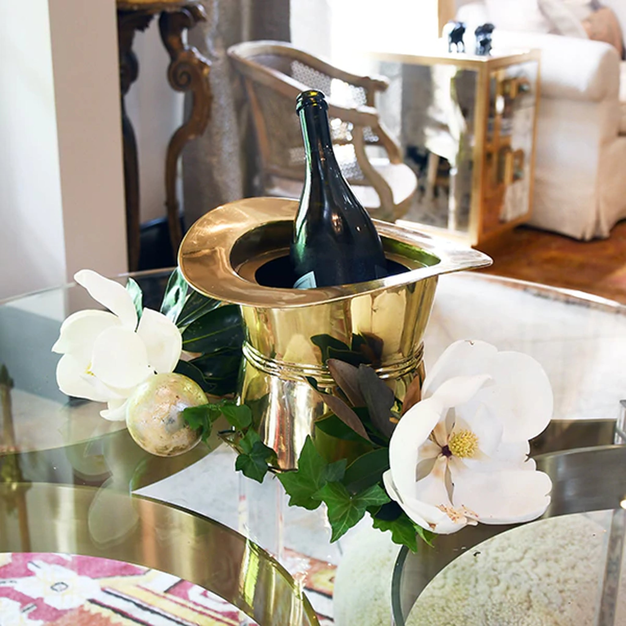 Worlds Away Top Hat Ice Bucket - Brass