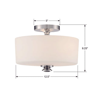 Travis 2 Light Polished Nickel Ceiling Mount