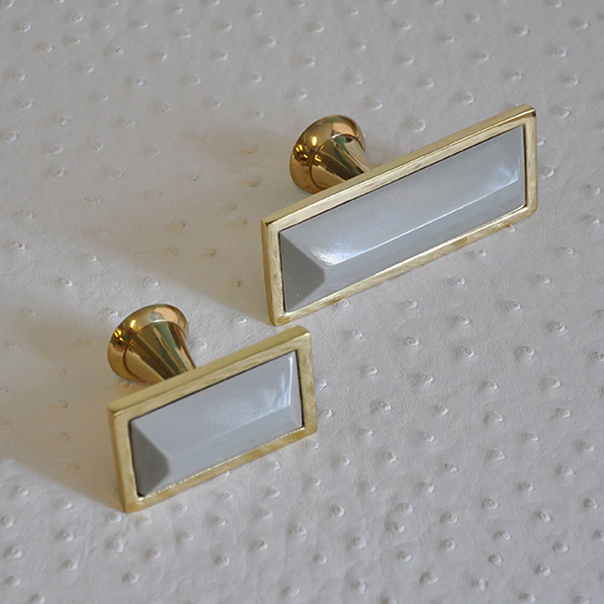 Trent Rectangle Cream Resin Inset Brass Knob