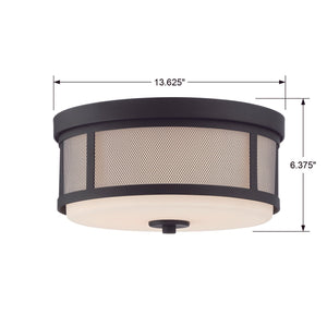 Trevor 2 Light Black Forged Ceiling Mount