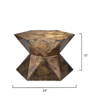 Hexagonal Accent Table in Acid Washed Metal – Large