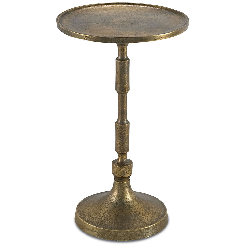 Currey and Company Textured Round Side Table – Cast Brass