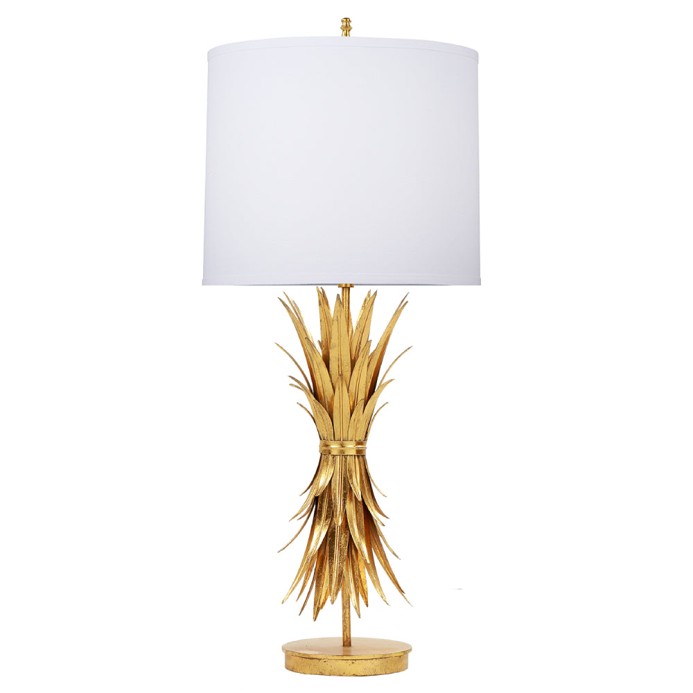 Trigo Bundled Golden Leaves Table Lamp - White & Gold Shade