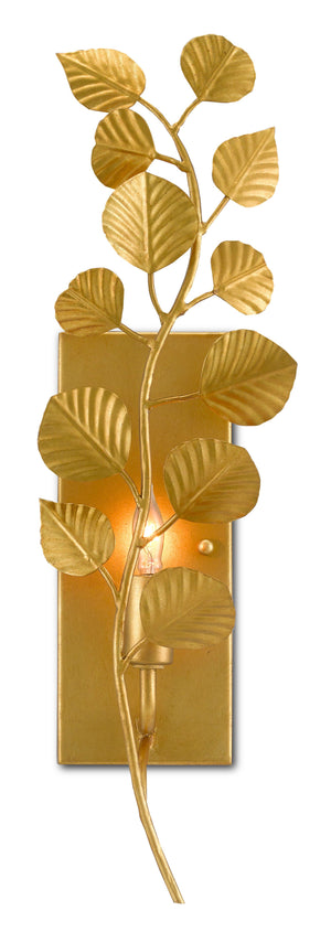 Currey and Company Golden Eucalyptus Wall Sconce - Contemporary Gold Leaf