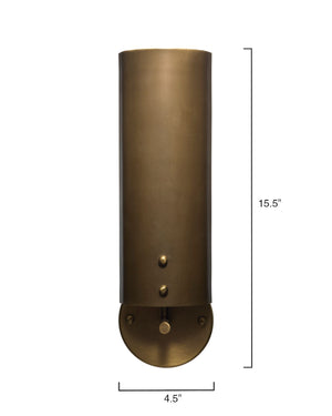 Tall Columnar Wall Sconce – Antique Brass