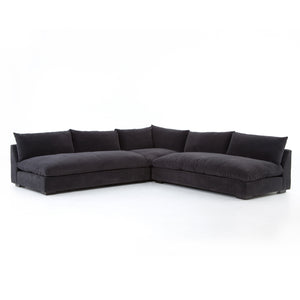 Grant 3 pc Armless Sectional - Charcoal Grey