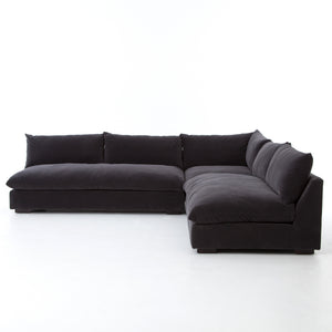 Grant 3 pc Armless Sectional - Charcoal Grey