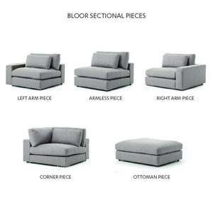 Bloor 4 Piece Right Arm Facing  Sectional with Ottoman - Chess Pewter