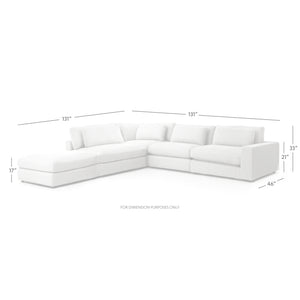 Bloor 4-Piece Right Arm Facing Sectional With Ottoman - Essence Natural