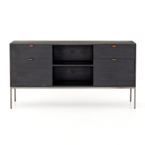 Trey Modular Filing Credenza - BLACK WASH POPLAR