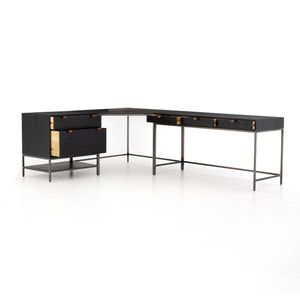 Trey Desk System With Filing Cabinet - Black