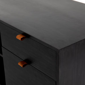 Trey Desk System With Filing Credenza - Black Wash