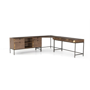 Trey Desk System With Filing Credenza - Auburn