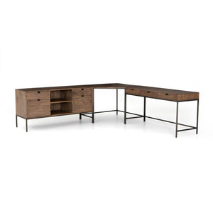 Trey Desk System With Filing Credenza - Auburn