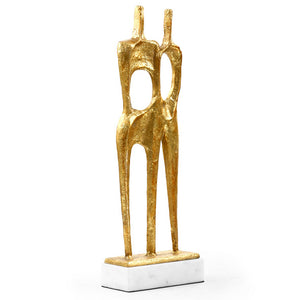Tall Cast Iron Union Sculpture on Marble Base – Gold Leaf | Union Collection | Villa & House