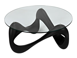 Orion Coffee Table, Black Resin Cement with Glass