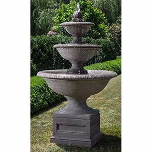 Large Three Tiered Stone Fountain - Alpine Stone Patina