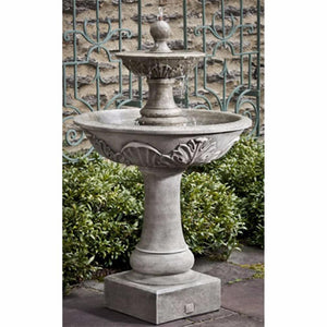 Acanthus Two Tiered Fountain - Grey Patina