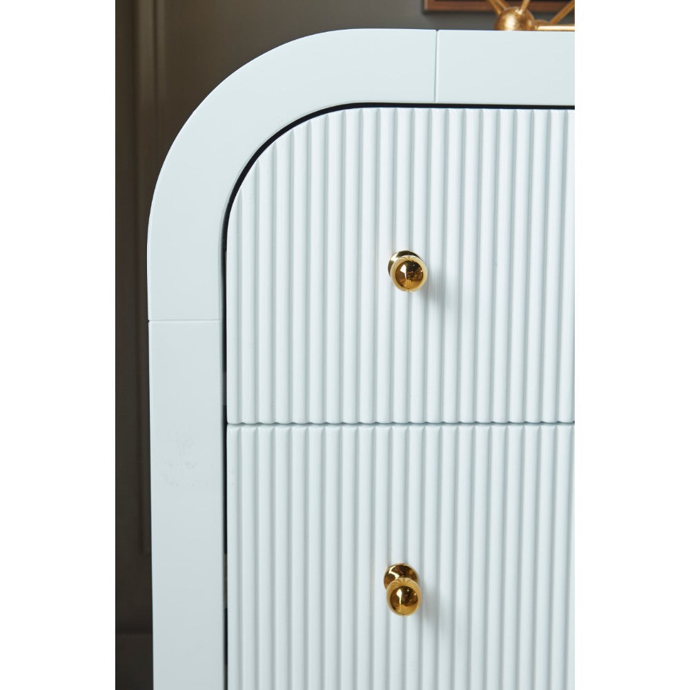 white waterfall dresser - Not a Huge Fan partial assembly only *Avoid power tools when assembling Post modern off white Gloss