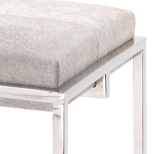 Shelby Counter Stool in Grey Hide & Nickel Metal