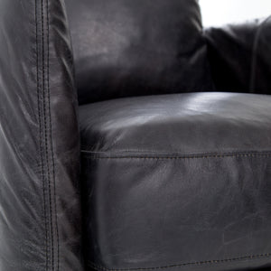 Banks Swivel Chair - Rider Black Leather