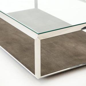 Shagreen Shadow Box Coffee Table - Brown