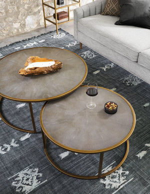 Shagreen Nesting Coffee Table-Brass