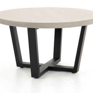 CYRUS OUTDOOR ROUND COFFEE TABLE-BLACK FRAME WITH LIGHT GREY TOP